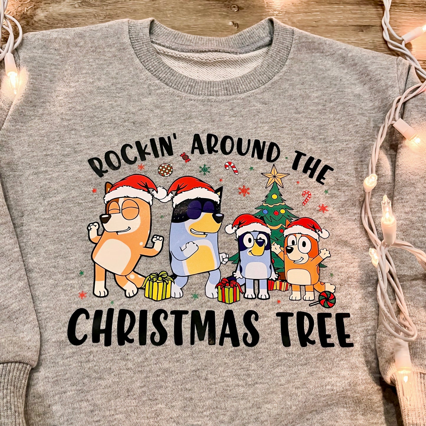 Bluey Christmas Rockin’ Around The Christmas Tree Sweatshirt