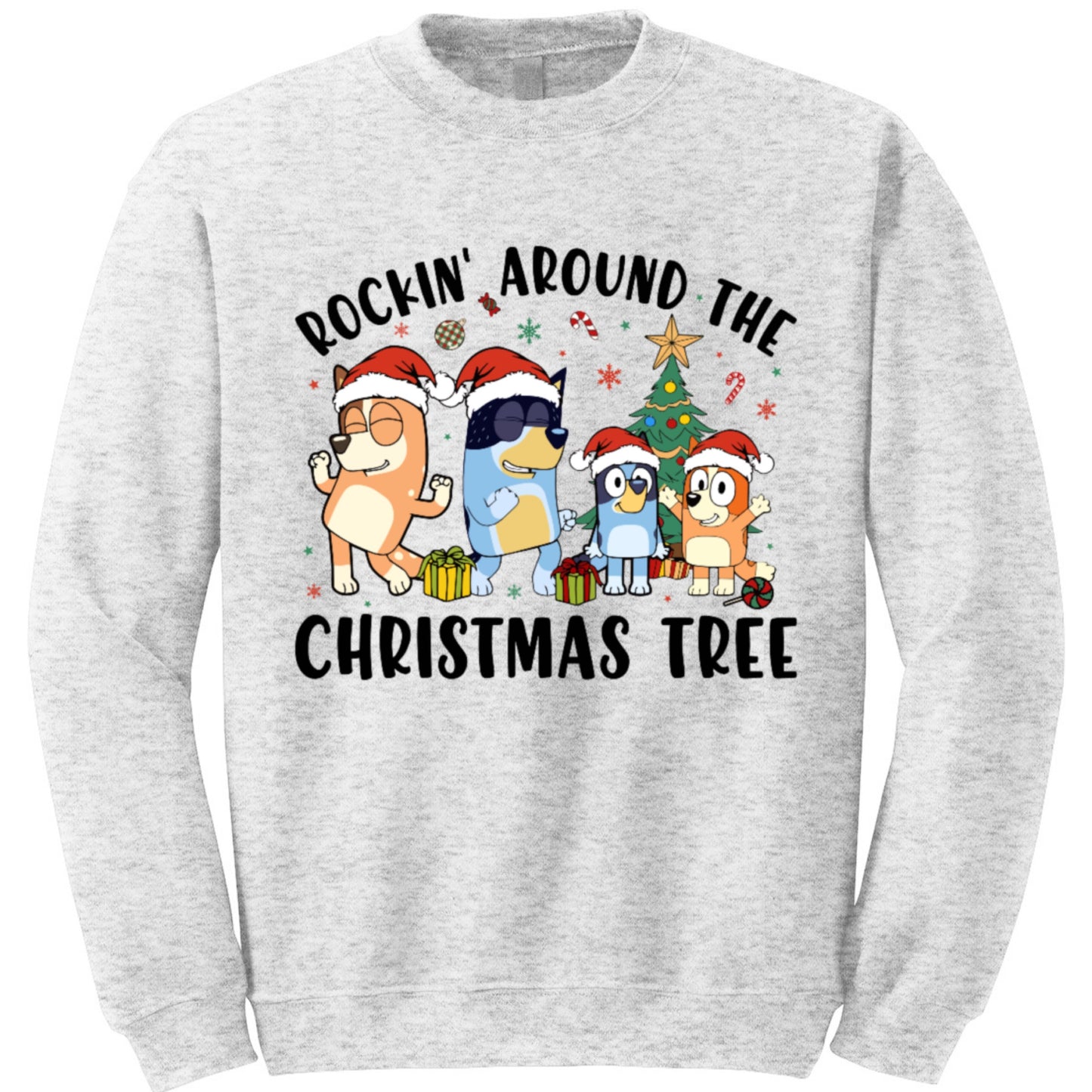 Adult Rockin’ Around The Christmas Tree Bluey Sweatshirt